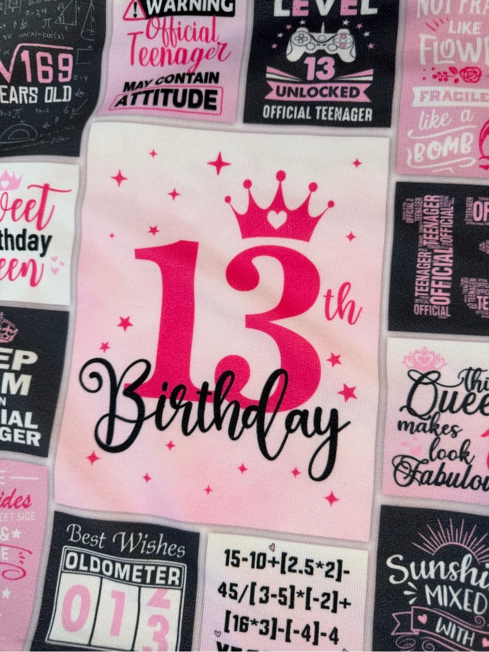 13th Birthday Pink Kids Throw Blanket - Birthday Celebration Design pillow cover
